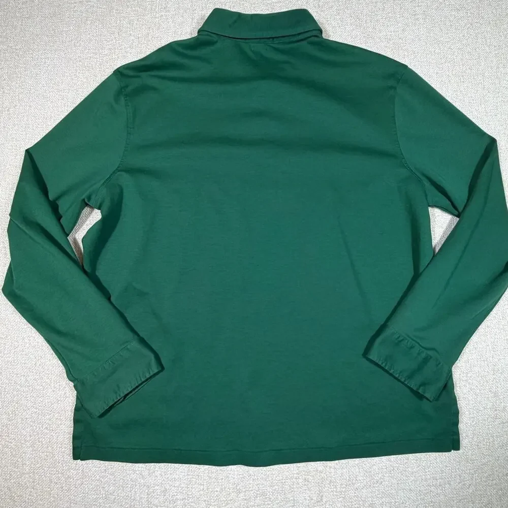 POLO Ralph Lauren Men 2XL Green Cuffed Long Sleeve Preppy Polo Shirt Casual